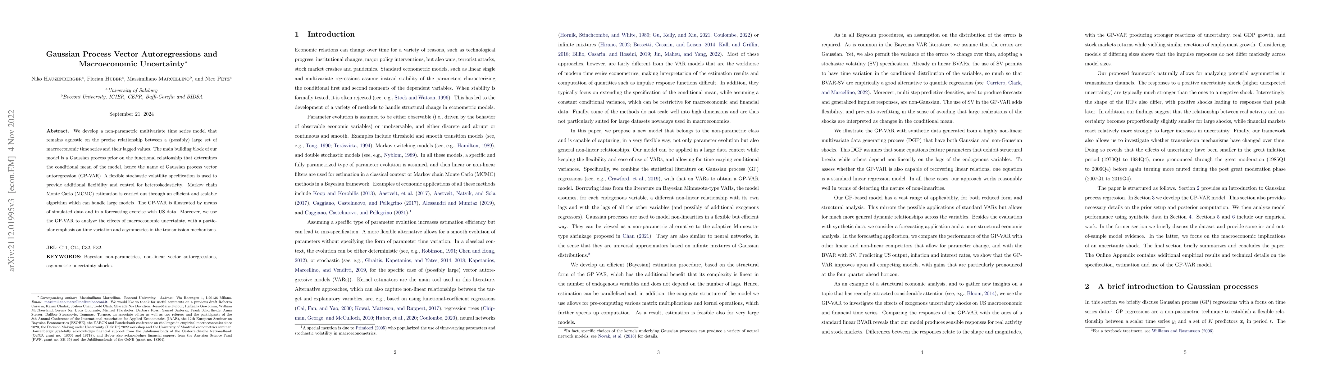 Thumbnail for Gaussian Process Vector Autoregressions and Macroeconomic Uncertainty
