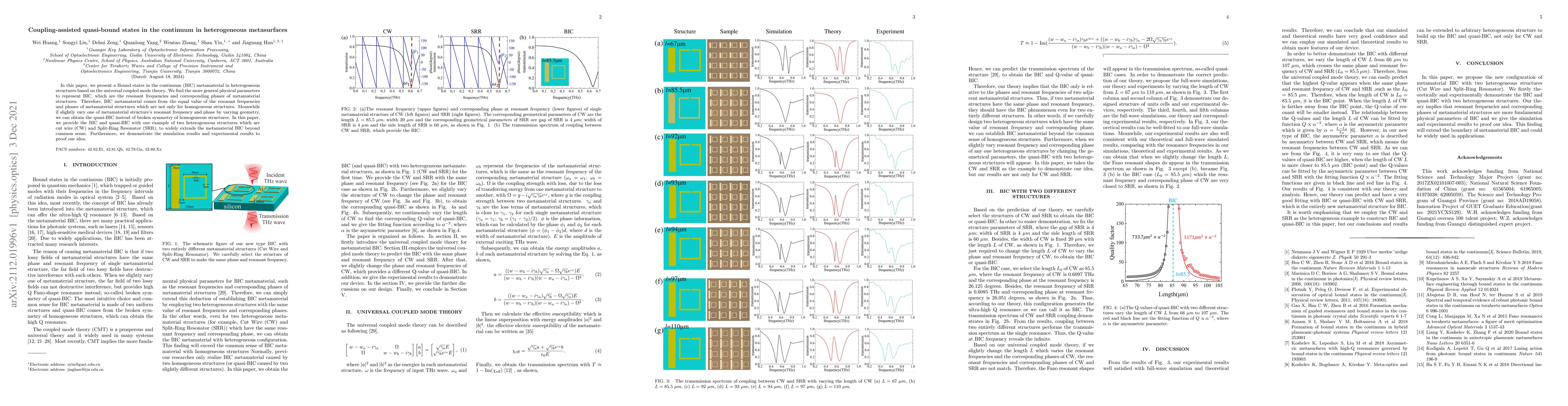 Thumbnail for Coupling-assisted quasi-bound states in the continuum in heterogeneous
  metasurfaces