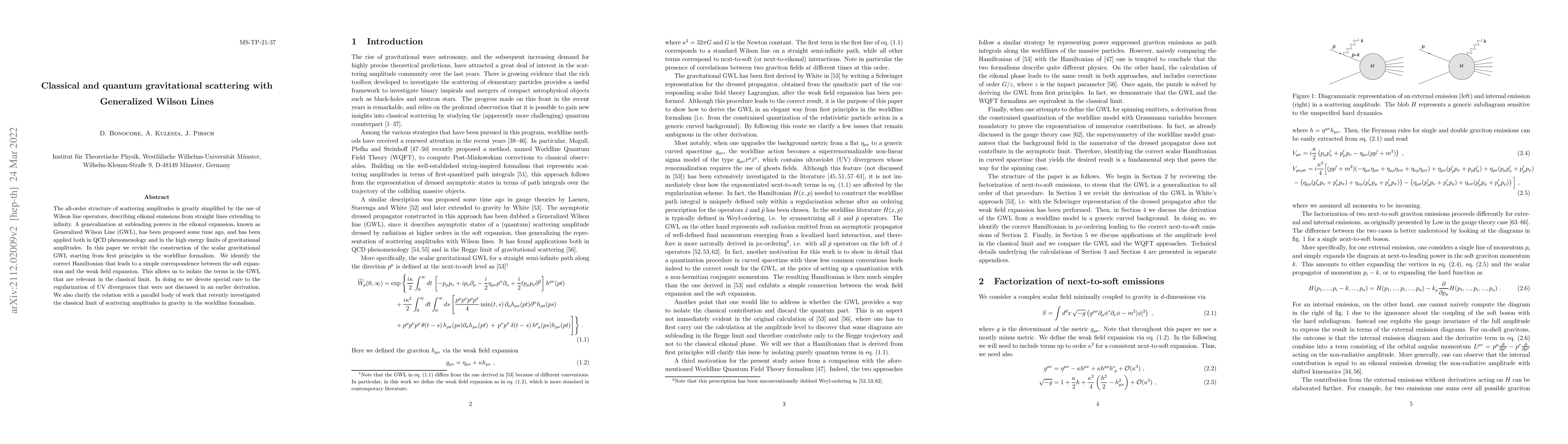 Thumbnail for Classical and quantum gravitational scattering with Generalized Wilson
  Lines