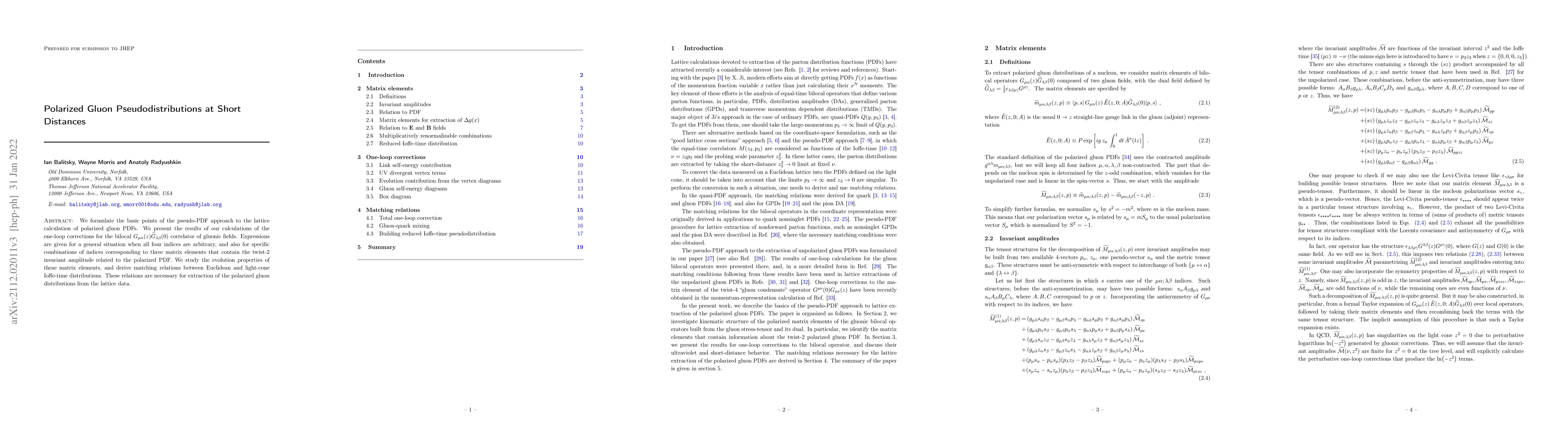 Thumbnail for Polarized Gluon Pseudodistributions at Short Distances