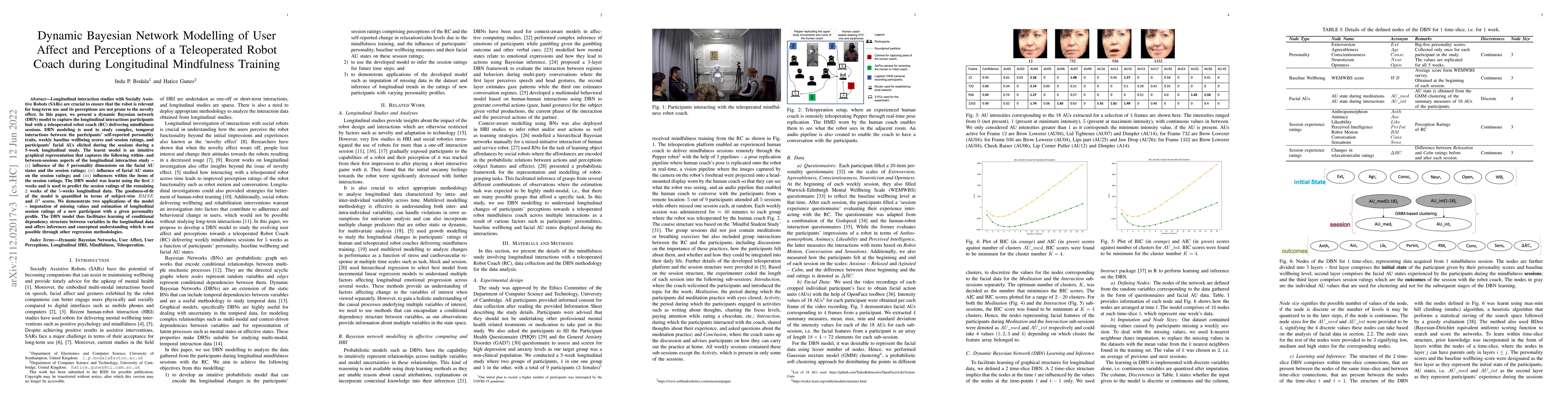 Thumbnail for Dynamic Bayesian Network Modelling of User Affect and Perceptions of a
  Teleoperated Robot Coach during Longitudinal Mindfulness Training