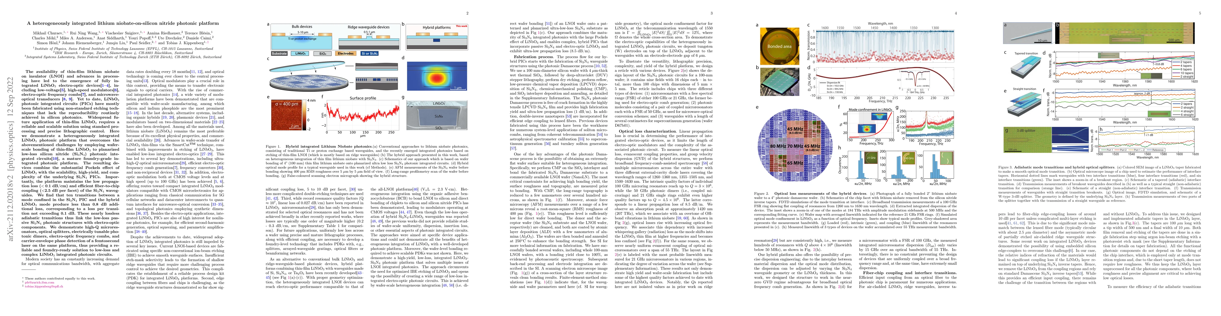 Thumbnail for A heterogeneously integrated lithium niobate-on-silicon nitride photonic
  platform