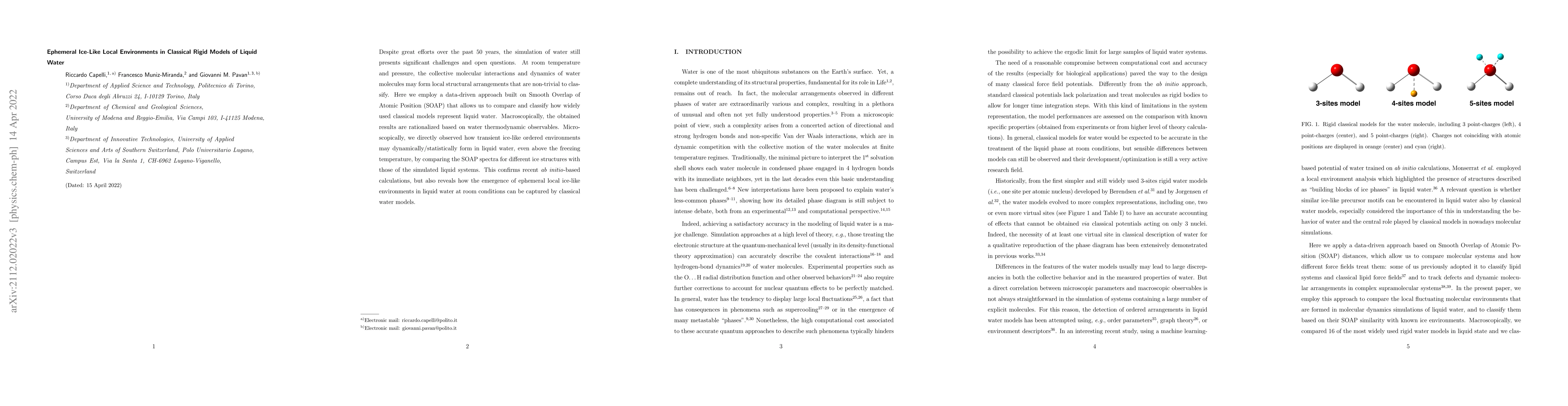 Thumbnail for Ephemeral ice-like local environments in classical rigid models of
  liquid water