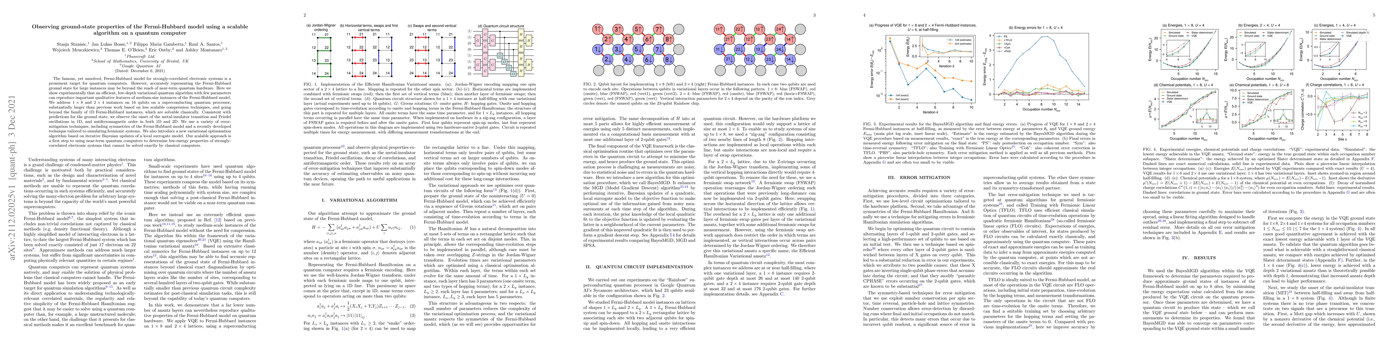 Thumbnail for Observing ground-state properties of the Fermi-Hubbard model using a
  scalable algorithm on a quantum computer