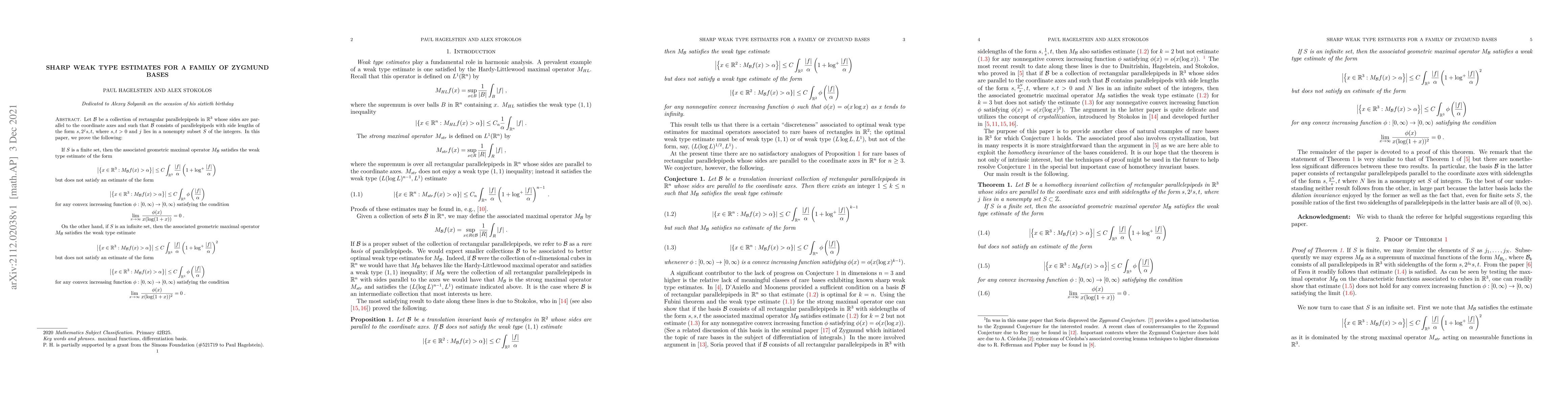 Thumbnail for Sharp Weak Type Estimates for a Family of Zygmund Bases
