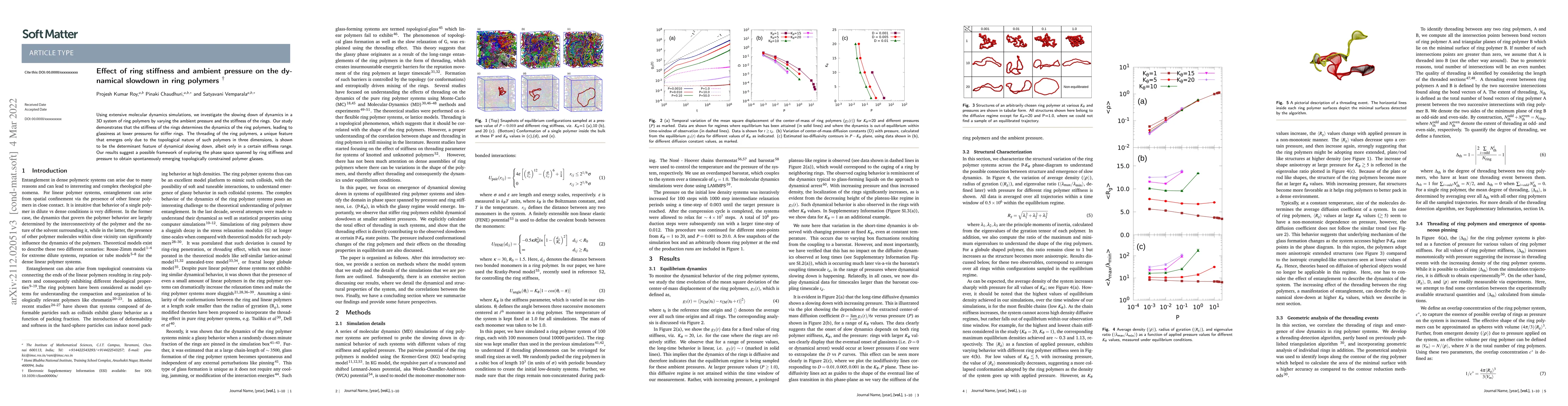 Thumbnail for Effect of ring stiffness and ambient pressure on the dynamical slowdown
  in ring polymers