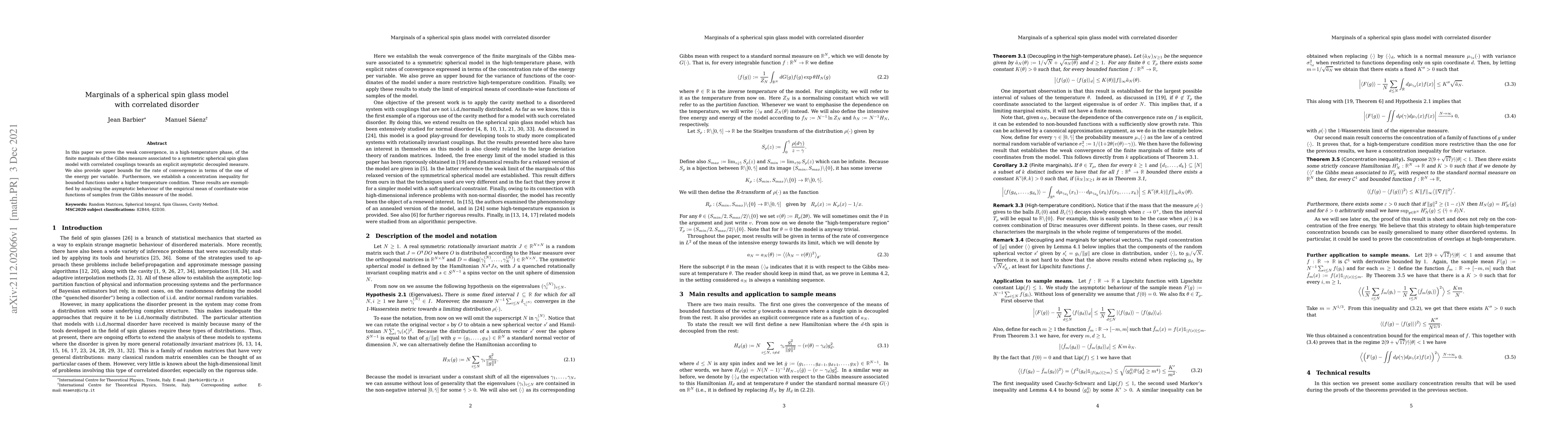 Thumbnail for Marginals of a spherical spin glass model with correlated disorder