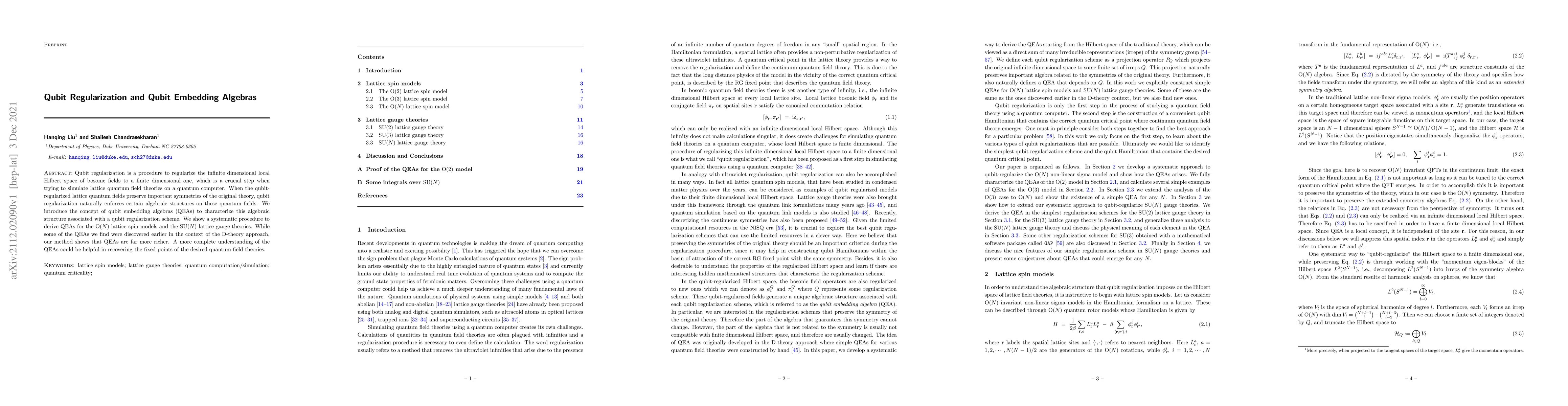 Thumbnail for Qubit Regularization and Qubit Embedding Algebras