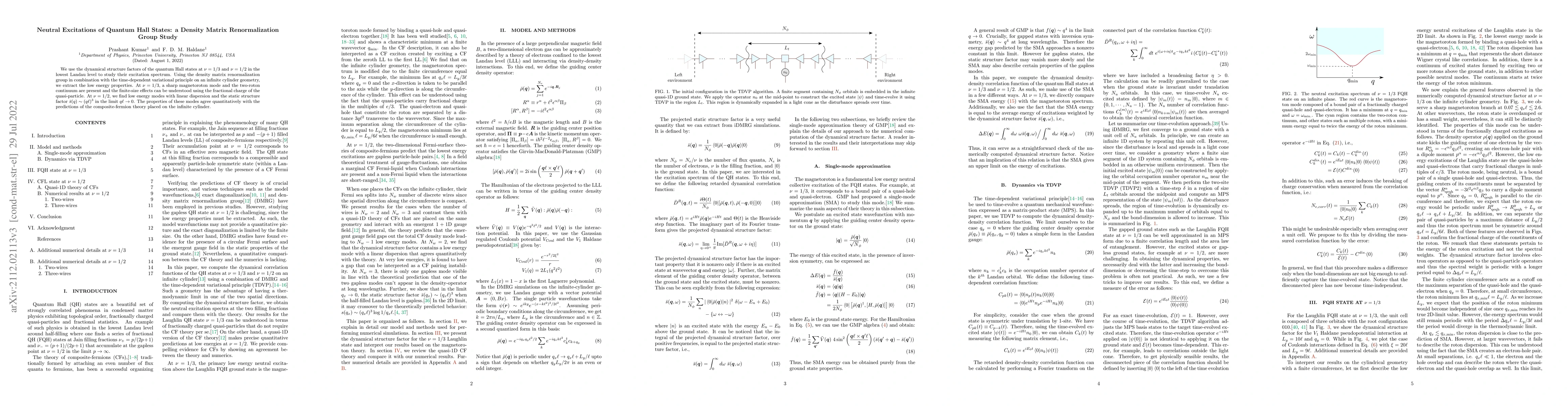 Thumbnail for Neutral Excitations of Quantum Hall States: a Density Matrix
  Renormalization Group Study