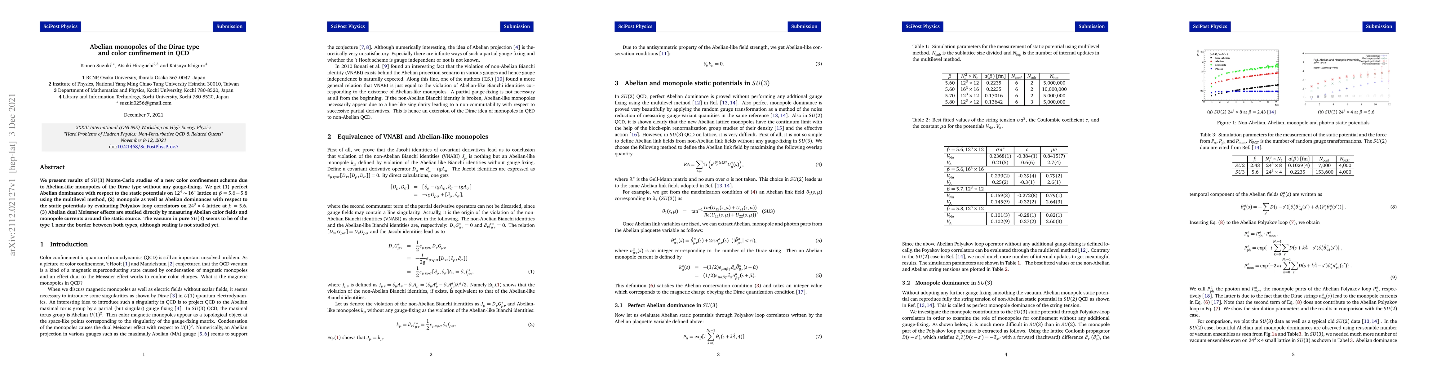 Thumbnail for Abelian monopoles of the Dirac type and color confinement in QCD