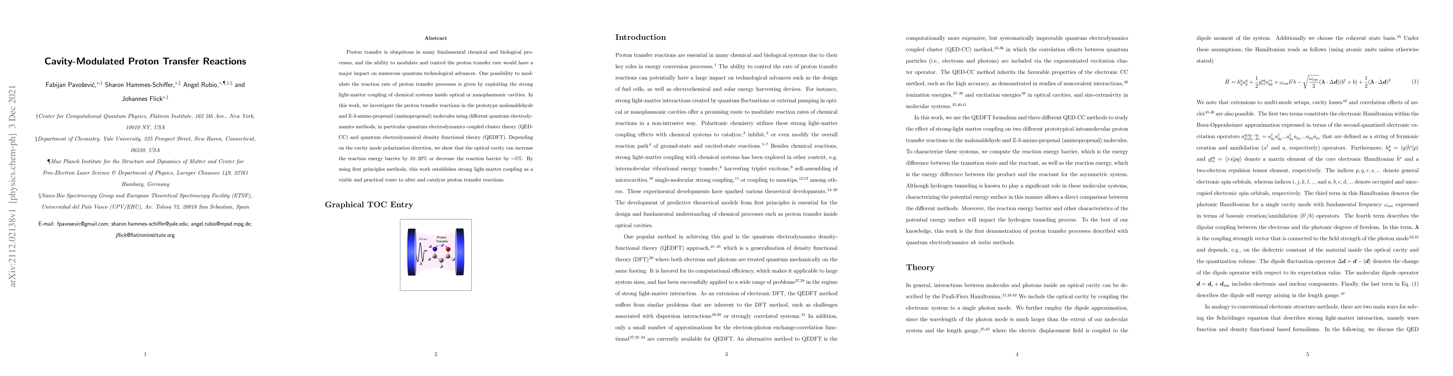 Thumbnail for Cavity-Modulated Proton Transfer Reactions