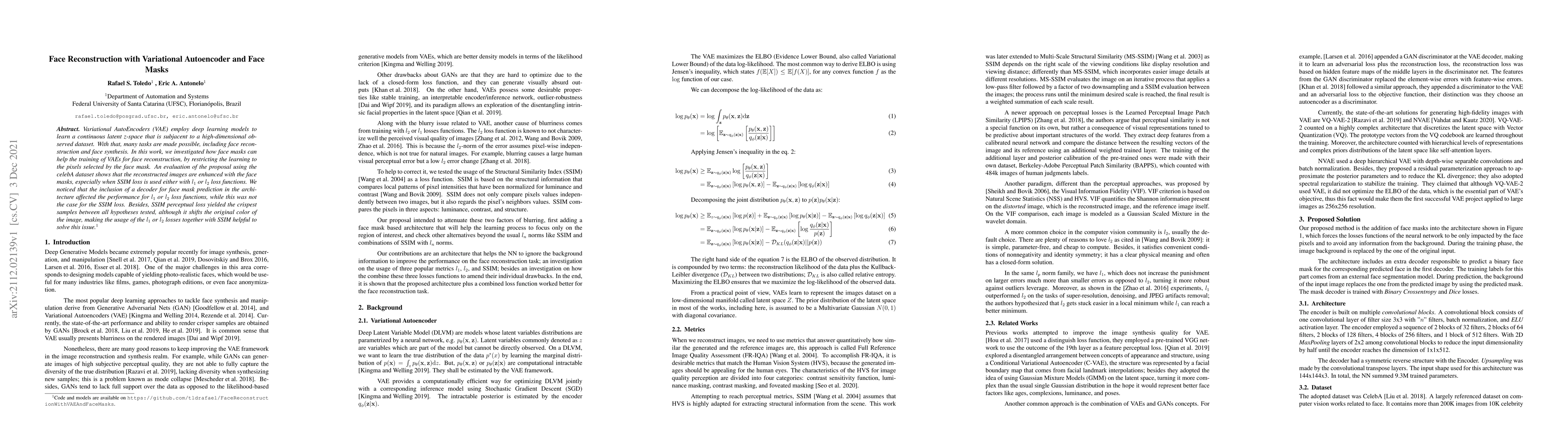 Thumbnail for Face Reconstruction with Variational Autoencoder and Face Masks
