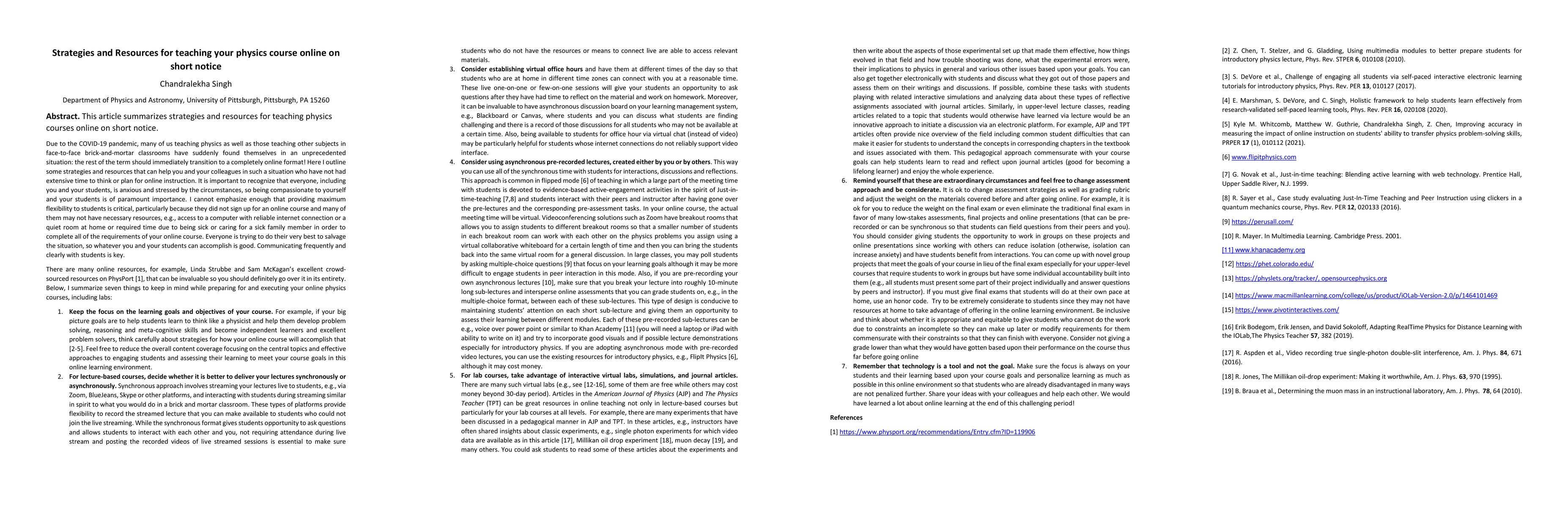 Thumbnail for Strategies and Resources for teaching your physics course online on
  short notice