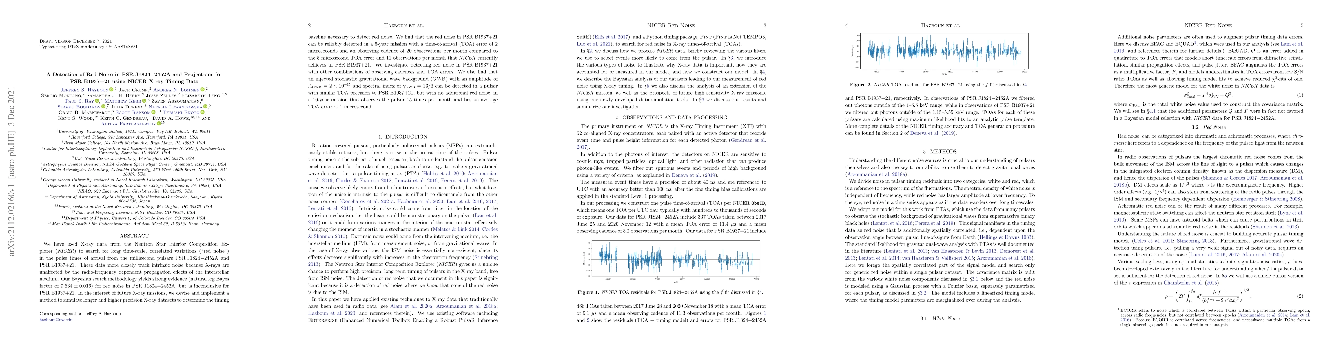 Thumbnail for A Detection of Red Noise in PSR J1824$-$2452A and Projections for PSR
  B1937+21 using NICER X-ray Timing Data