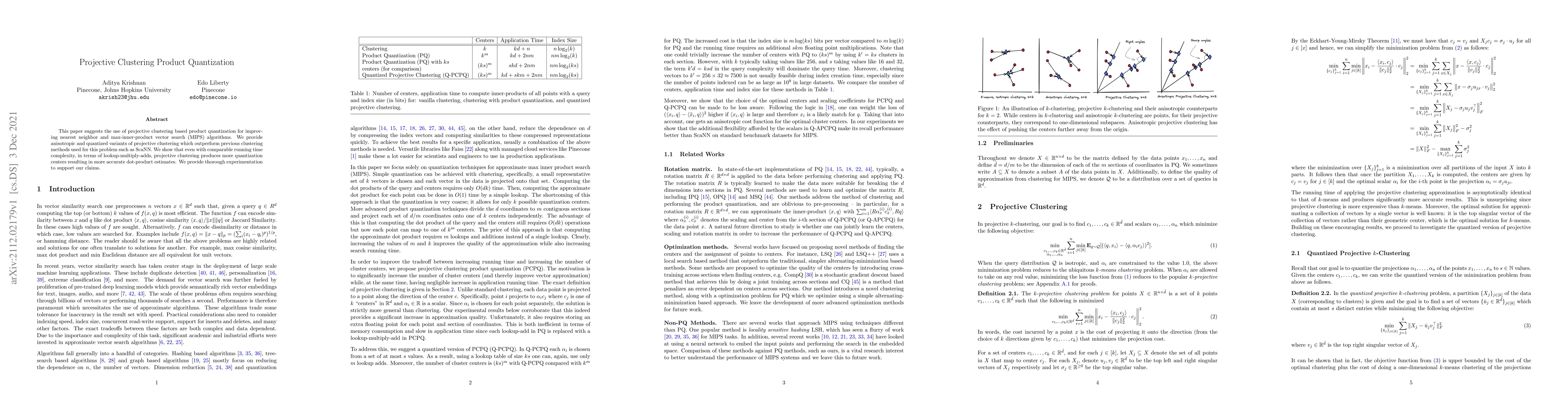 Thumbnail for Projective Clustering Product Quantization