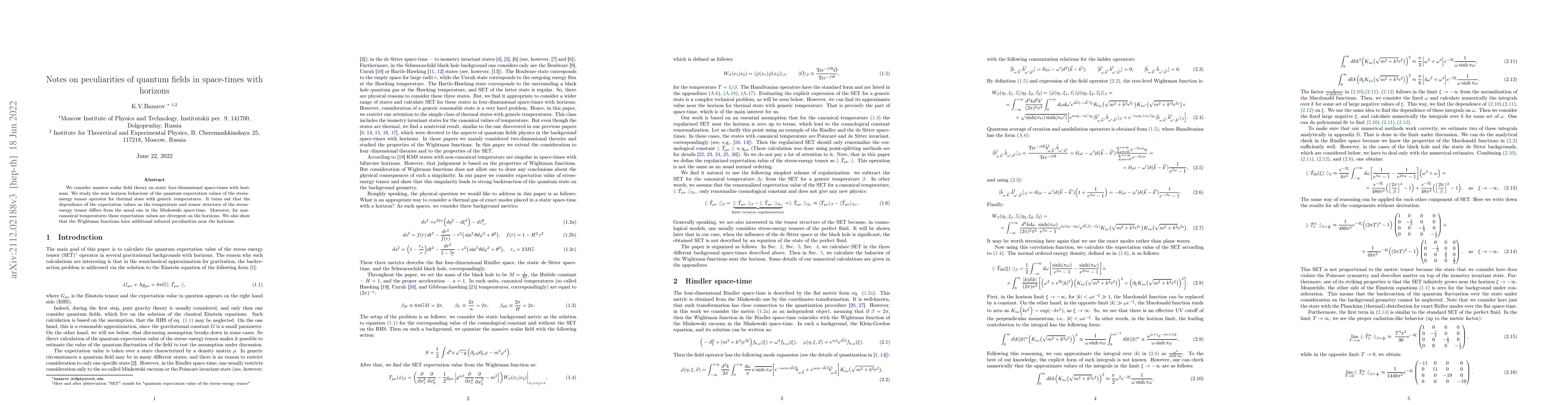 Thumbnail for Notes on peculiarities of quantum fields in space-times with horizons