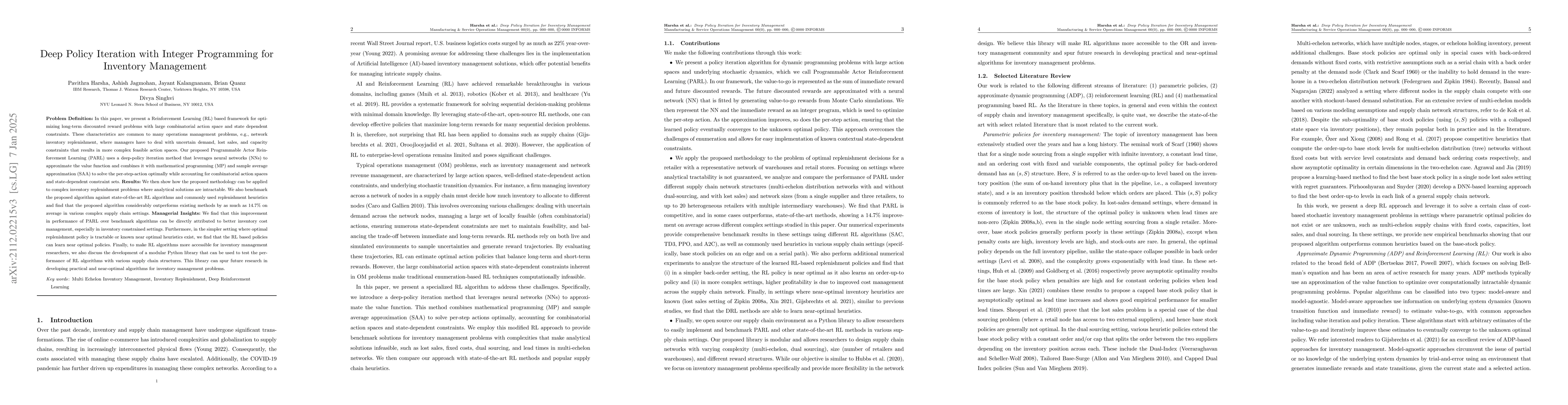 Thumbnail for Deep Policy Iteration with Integer Programming for Inventory Management