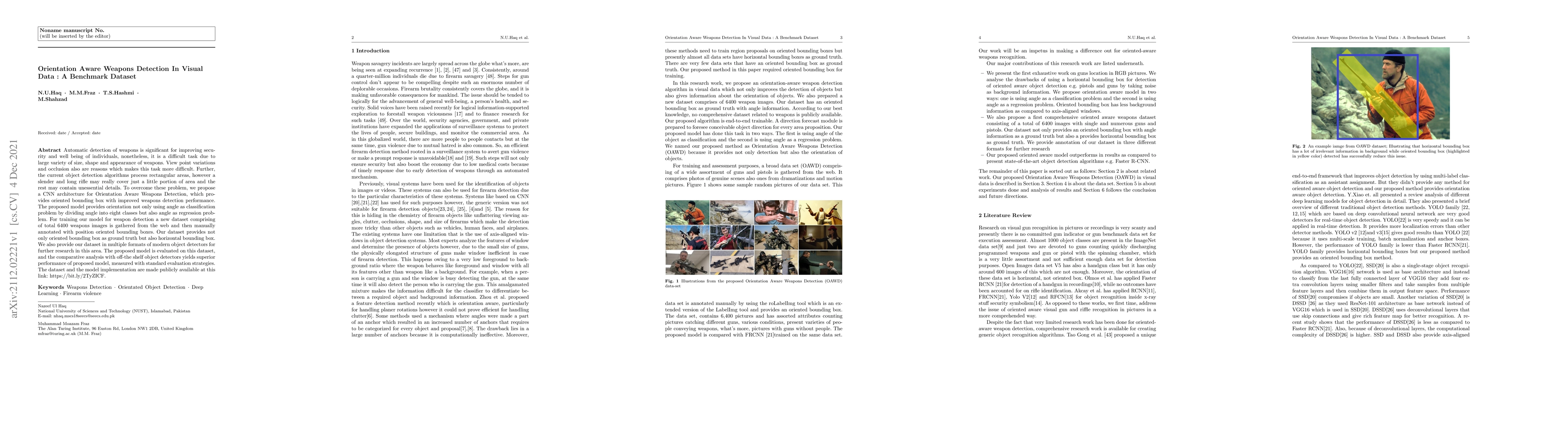 Thumbnail for Orientation Aware Weapons Detection In Visual Data : A Benchmark Dataset