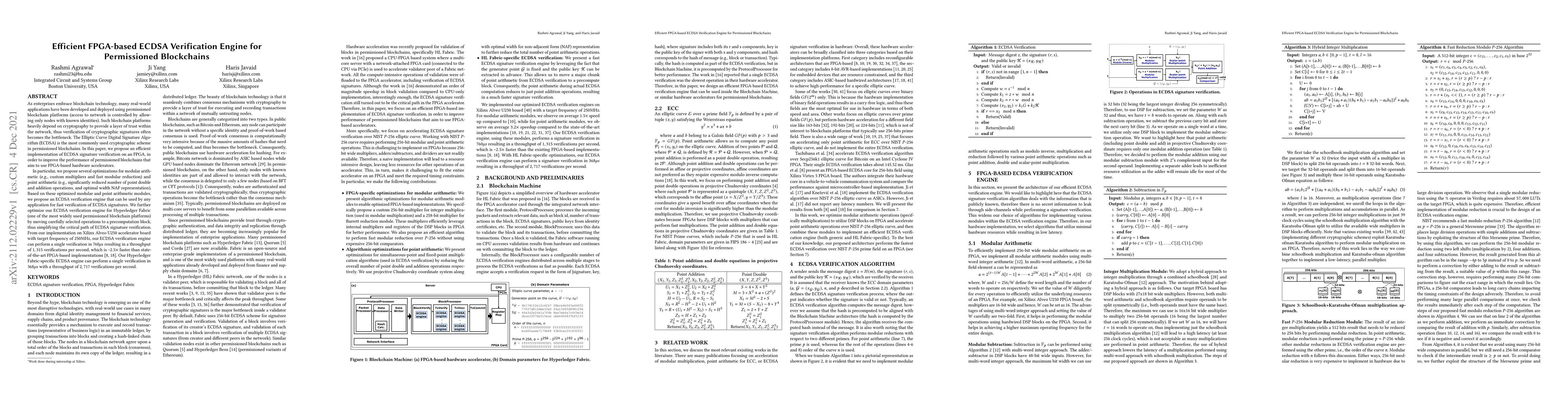 Thumbnail for Efficient FPGA-based ECDSA Verification Engine for Permissioned
  Blockchains