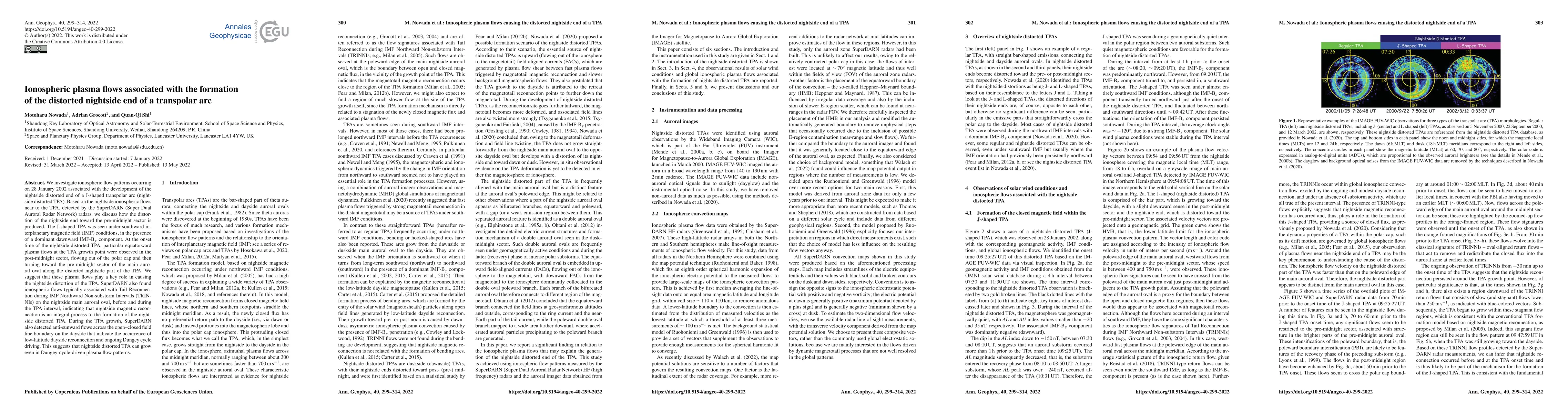 Thumbnail for Ionospheric Plasma Flows Associated with the Formation of the Distorted
  Nightside End of A Transpolar Arc