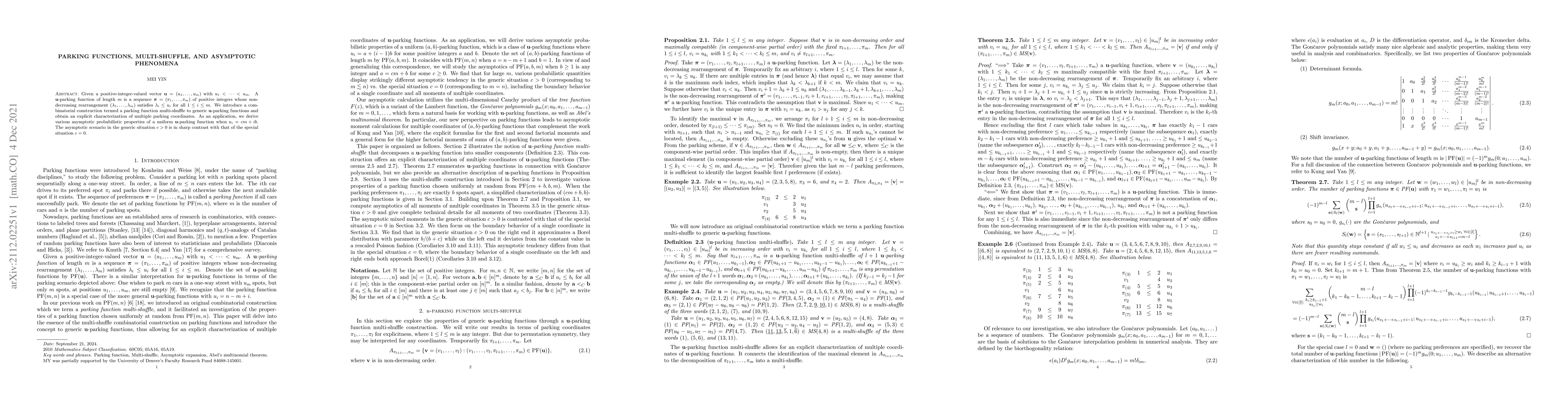 Thumbnail for Parking functions, multi-shuffle, and asymptotic phenomena