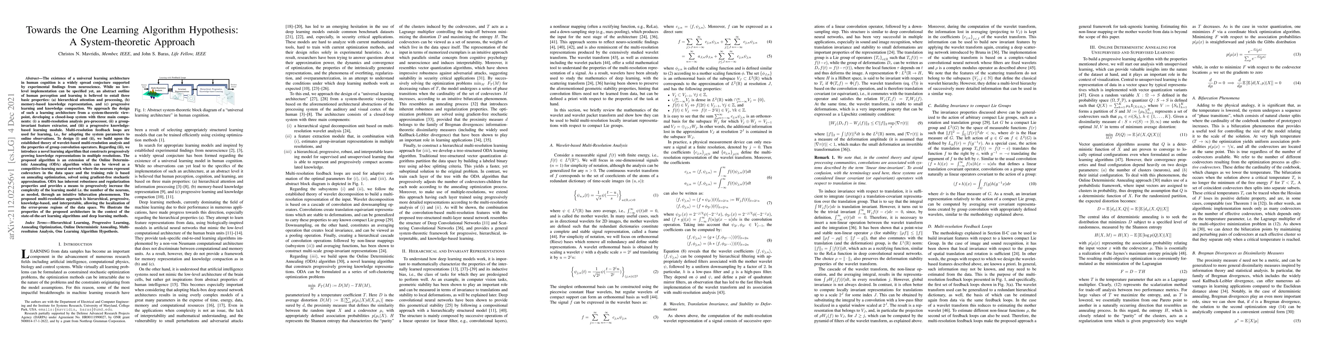 Thumbnail for Towards the One Learning Algorithm Hypothesis: A System-theoretic
  Approach