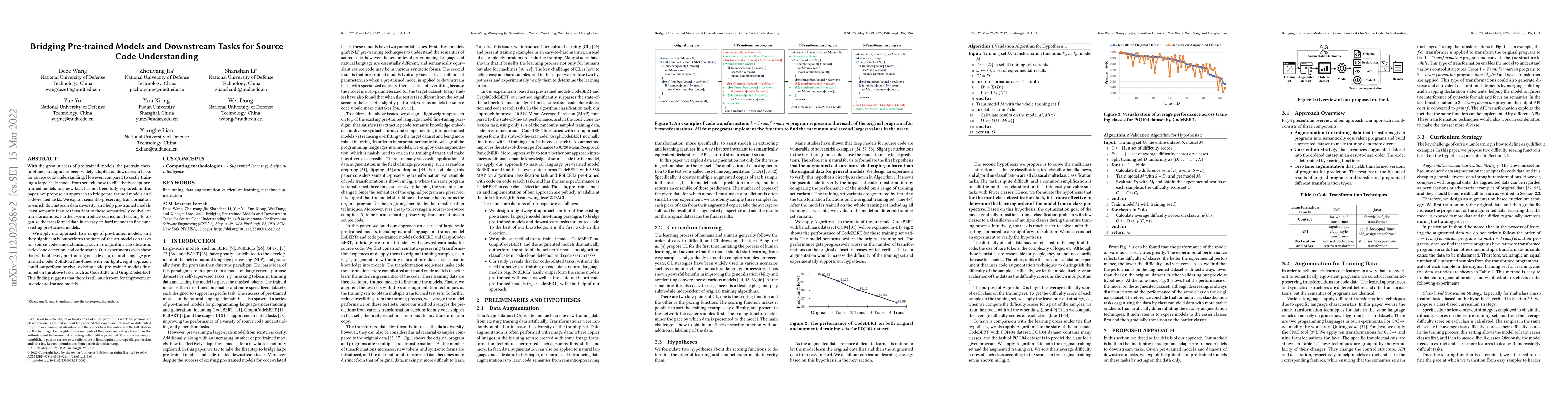 Thumbnail for Bridging Pre-trained Models and Downstream Tasks for Source Code
  Understanding