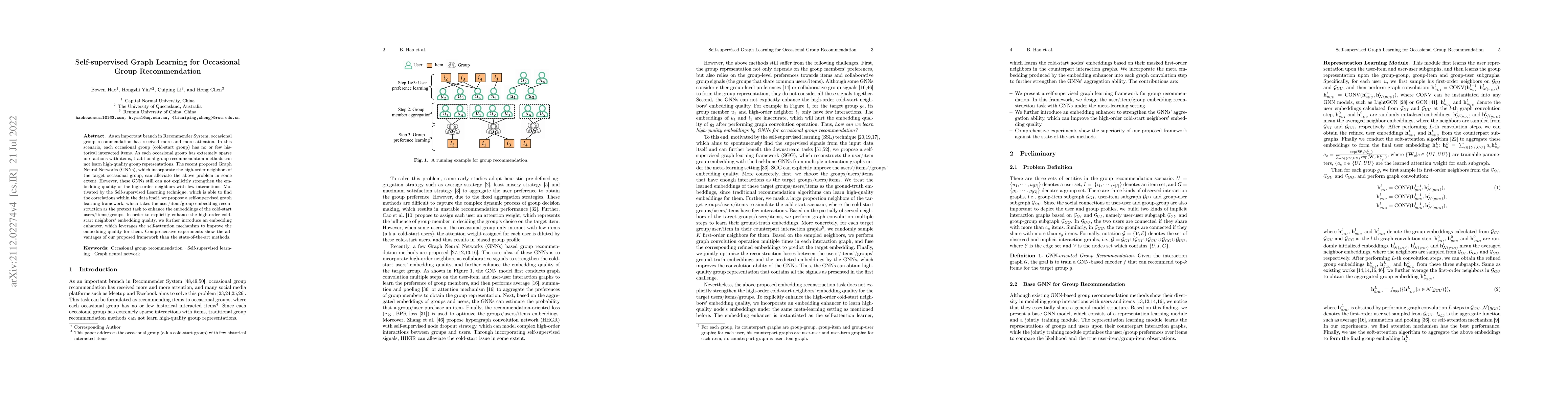 Thumbnail for Self-supervised Graph Learning for Occasional Group Recommendation