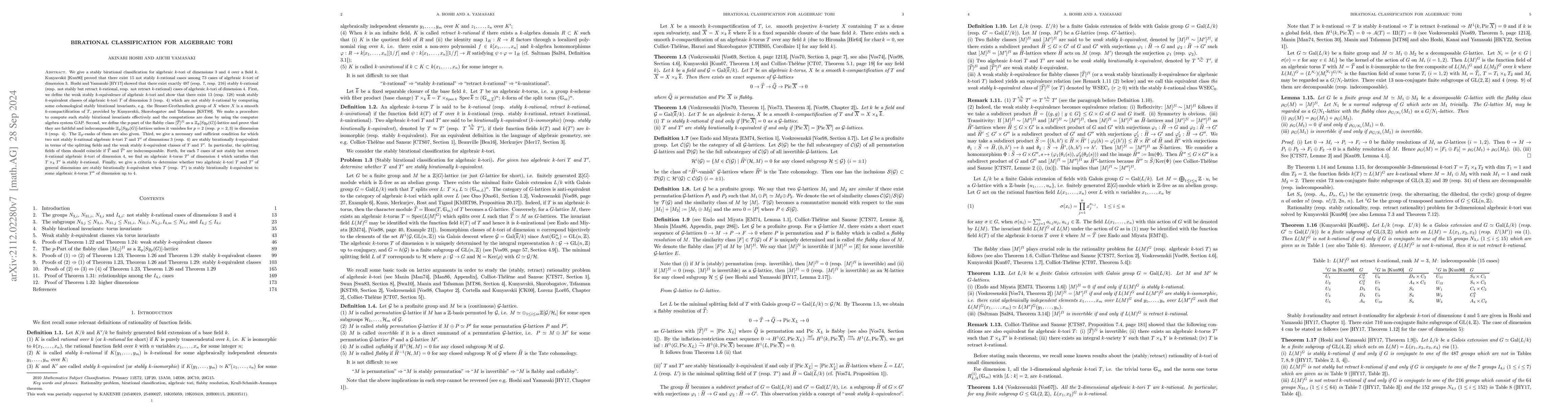 Thumbnail for Birational classification for algebraic tori