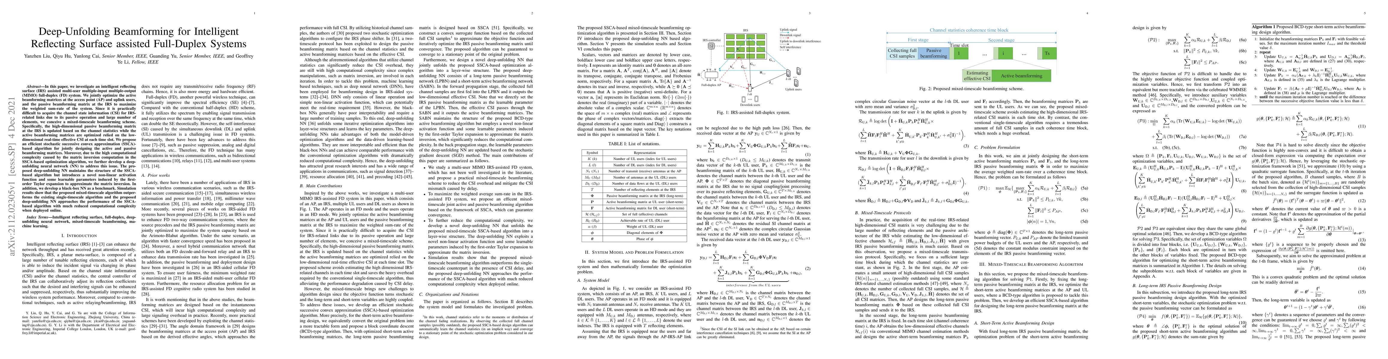 Thumbnail for Deep-Unfolding Beamforming for Intelligent Reflecting Surface assisted
  Full-Duplex Systems