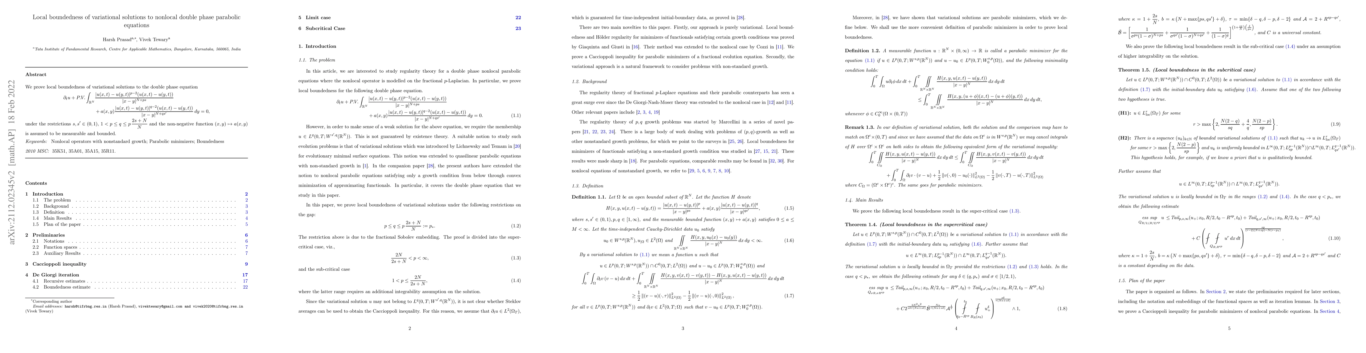 Thumbnail for Local boundedness of variational solutions to nonlocal double phase
  parabolic equations