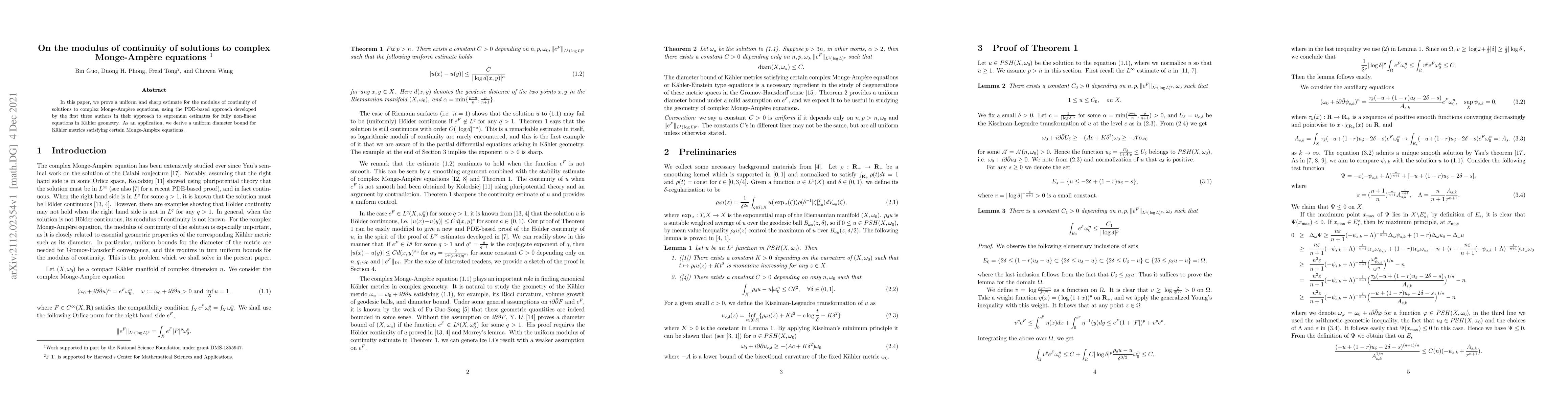 Thumbnail for On the modulus of continuity of solutions to complex Monge-Amp\`ere
  equations