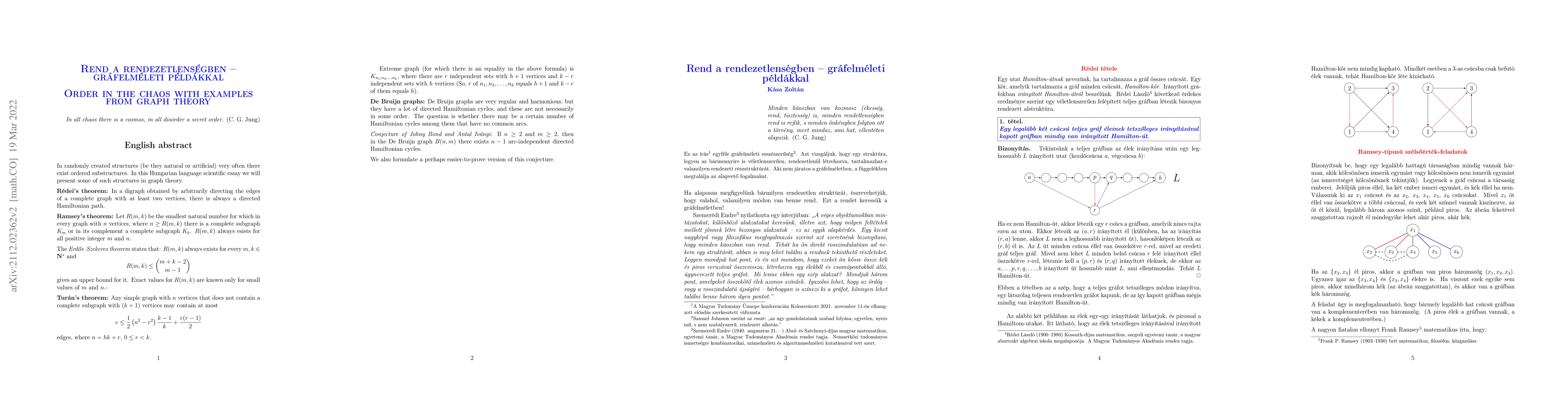 Thumbnail for Order in the chaos with examples from graph theory