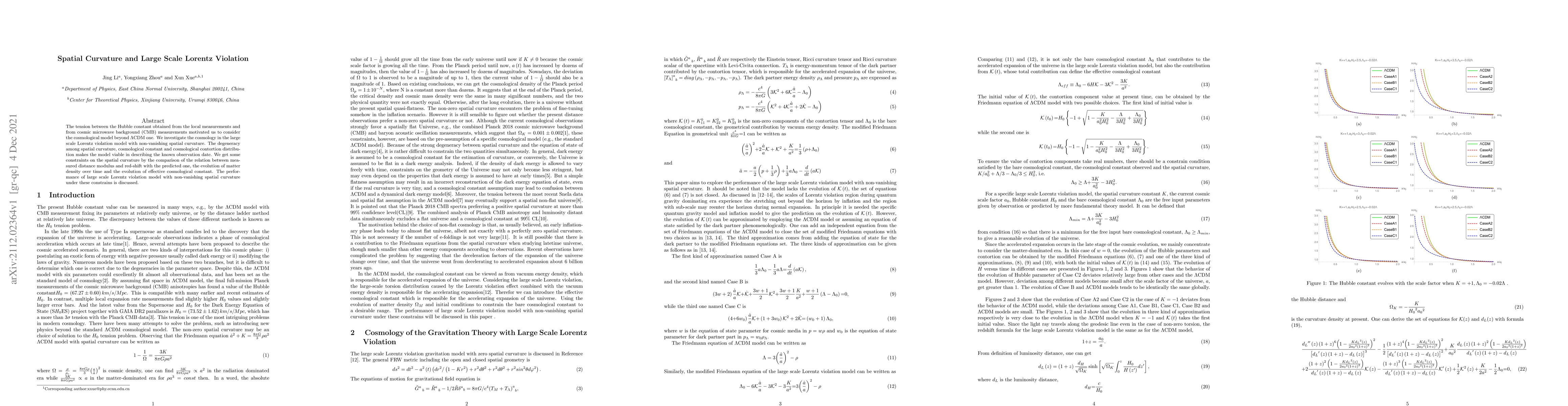 Thumbnail for Spatial Curvature and Large Scale Lorentz Violation