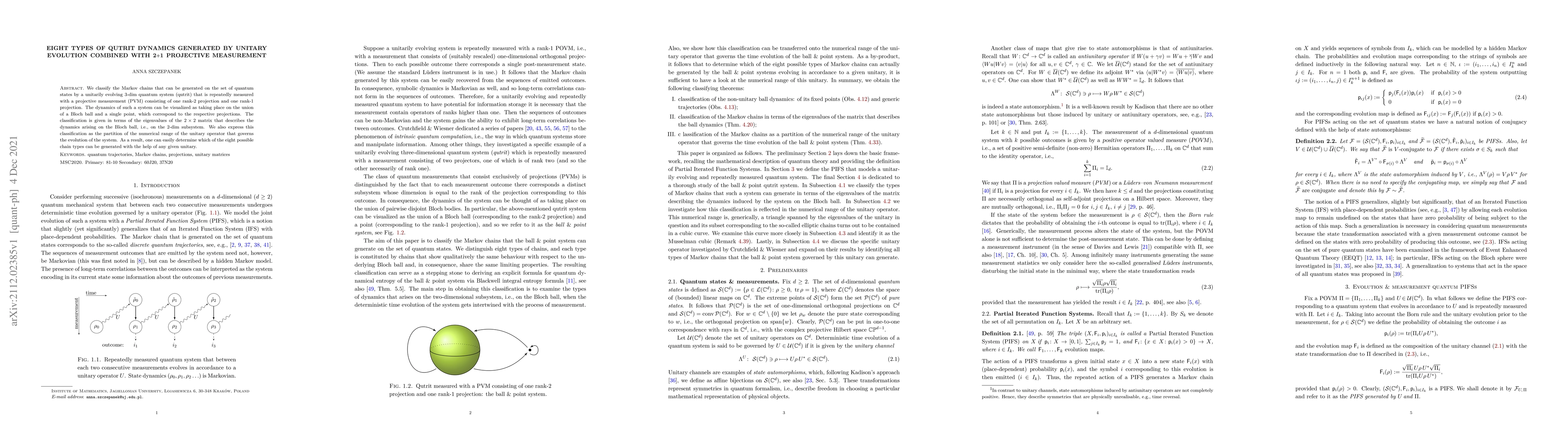 Thumbnail for Eight types of qutrit dynamics generated by unitary evolution combined
  with 2+1 projective measurement