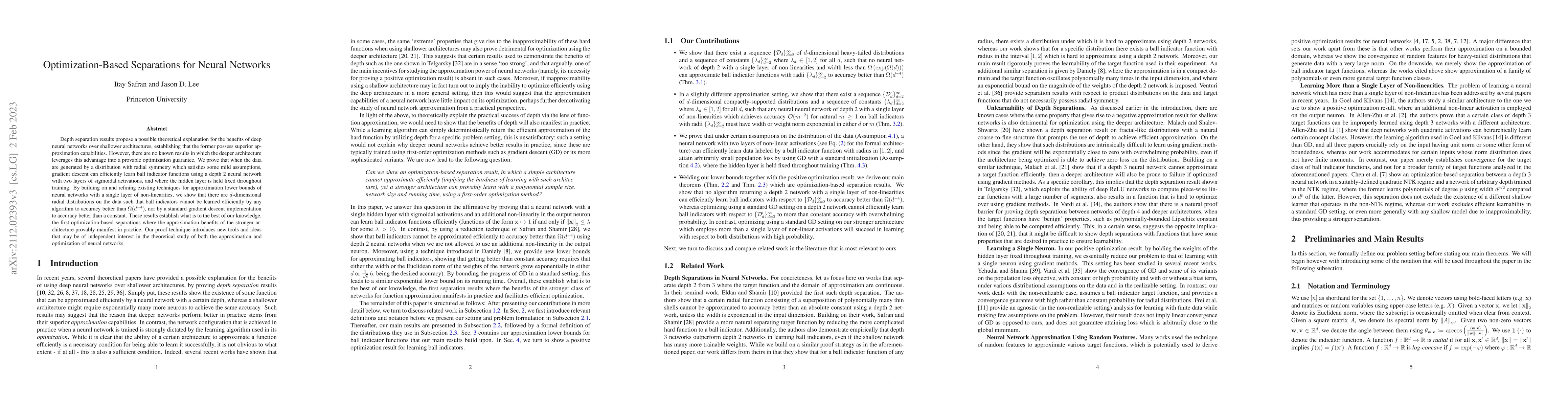 Thumbnail for Optimization-Based Separations for Neural Networks