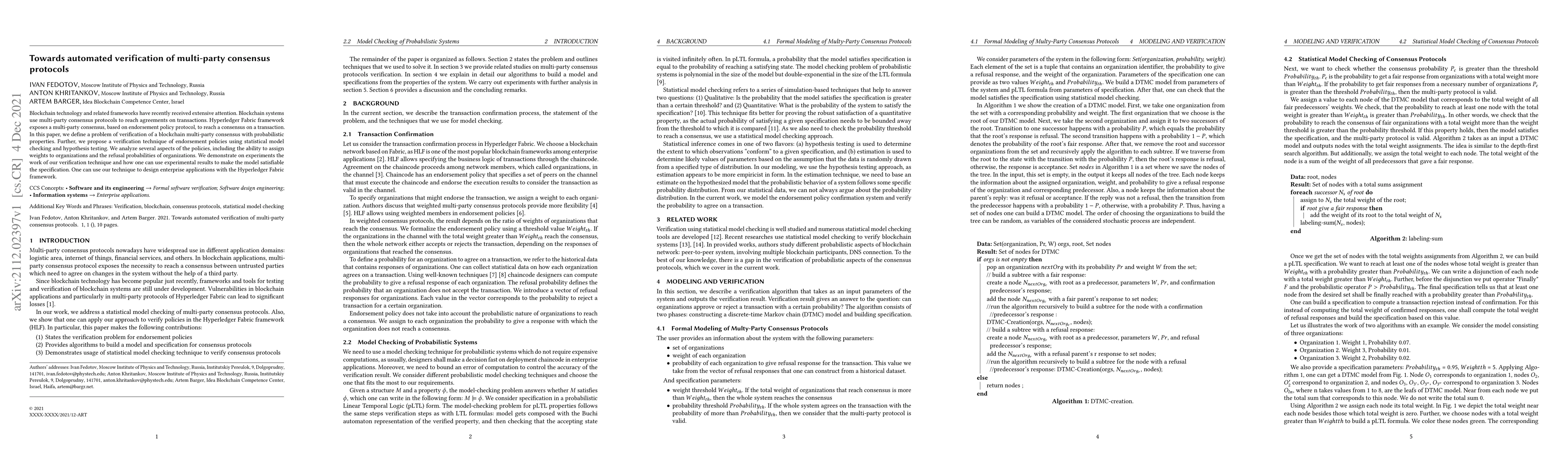 Thumbnail for Towards automated verification of multi-party consensus protocols
