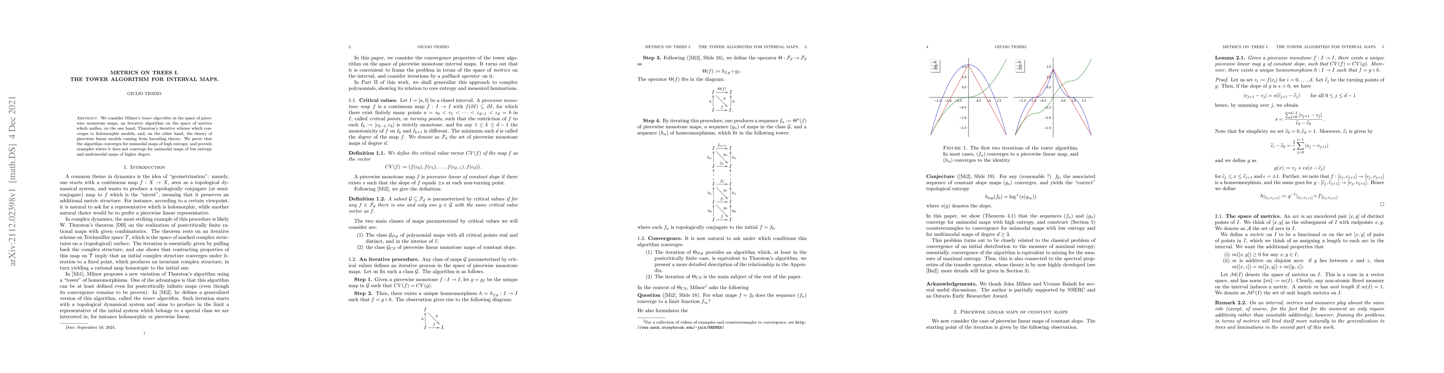 Thumbnail for Metrics on trees I. The tower algorithm for interval maps