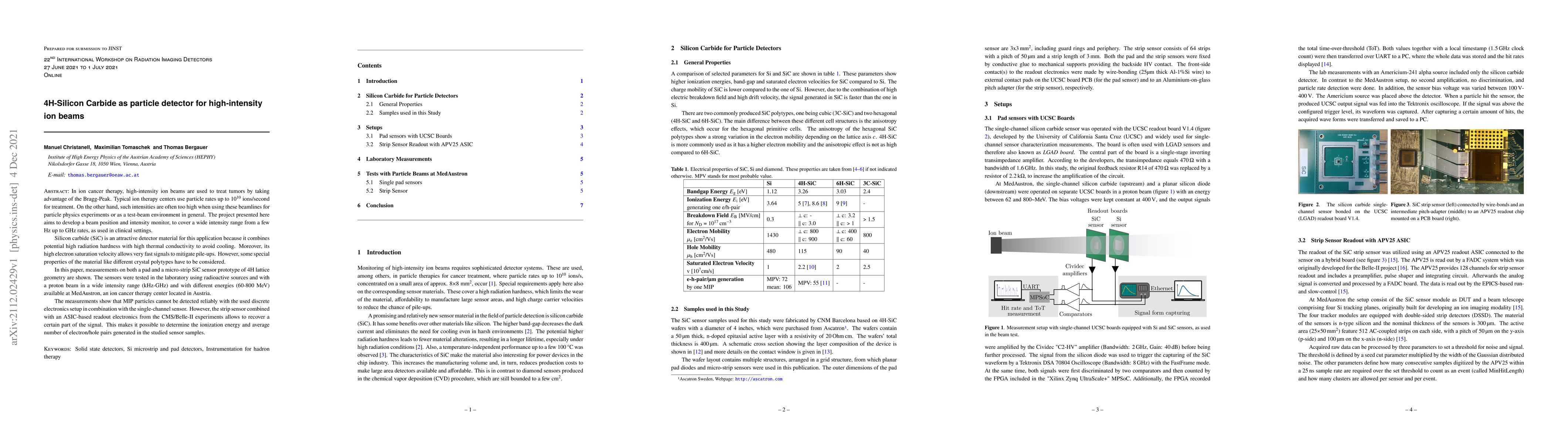 Thumbnail for 4H-Silicon Carbide as particle detector for high-intensity ion beams