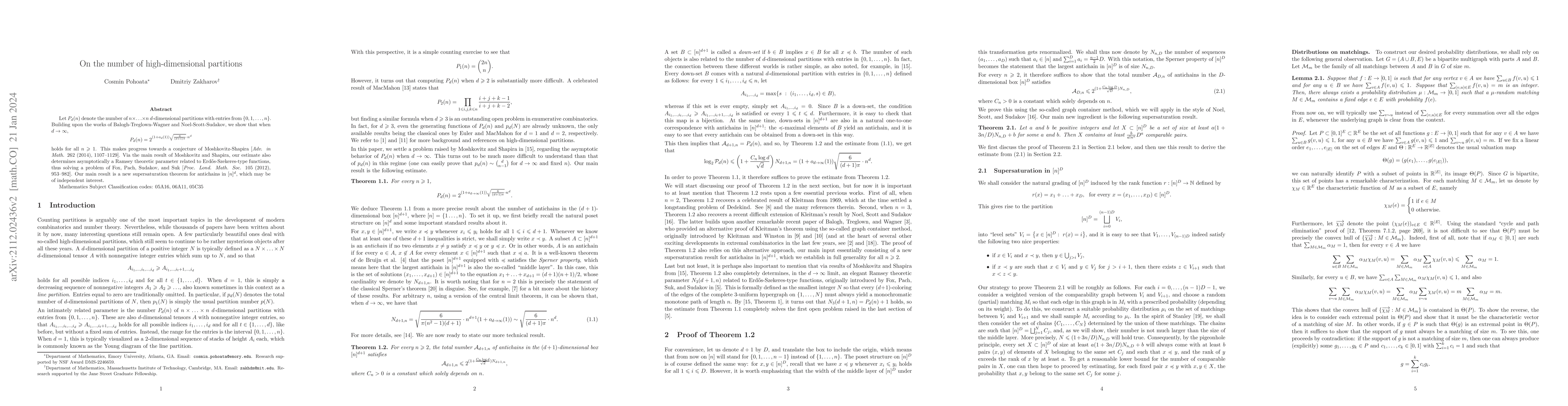Thumbnail for On the number of high-dimensional partitions