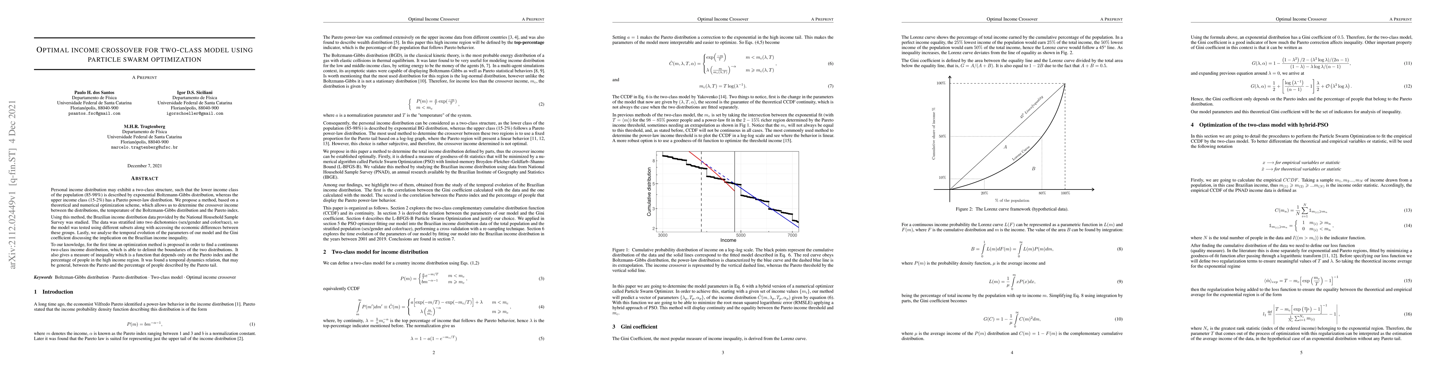 Thumbnail for Optimal Income Crossover for Two-Class Model Using Particle Swarm
  Optimization