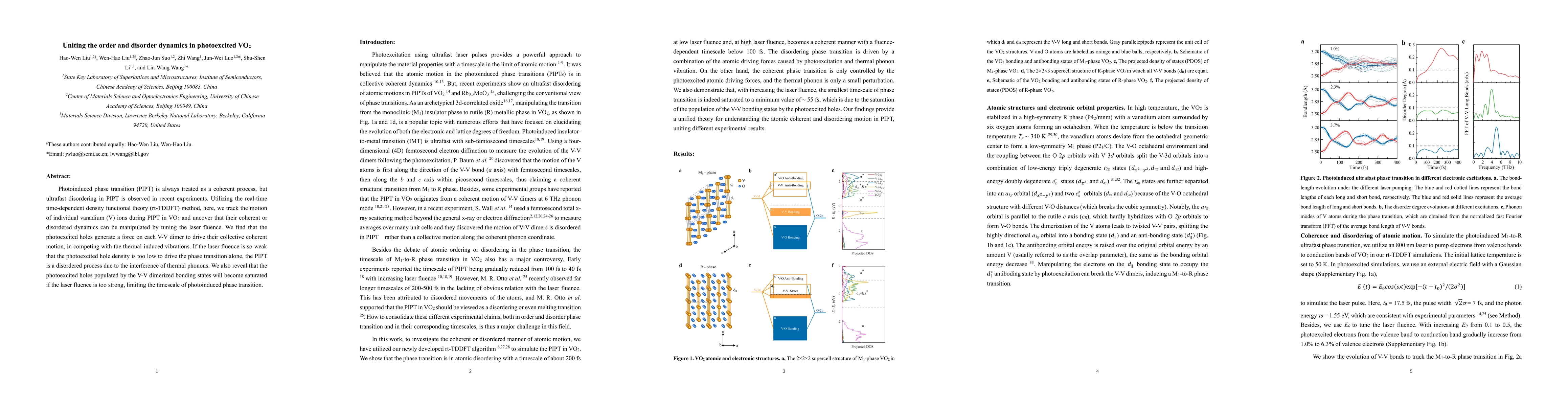 Thumbnail for Uniting the order and disorder dynamics in photoexcited VO2