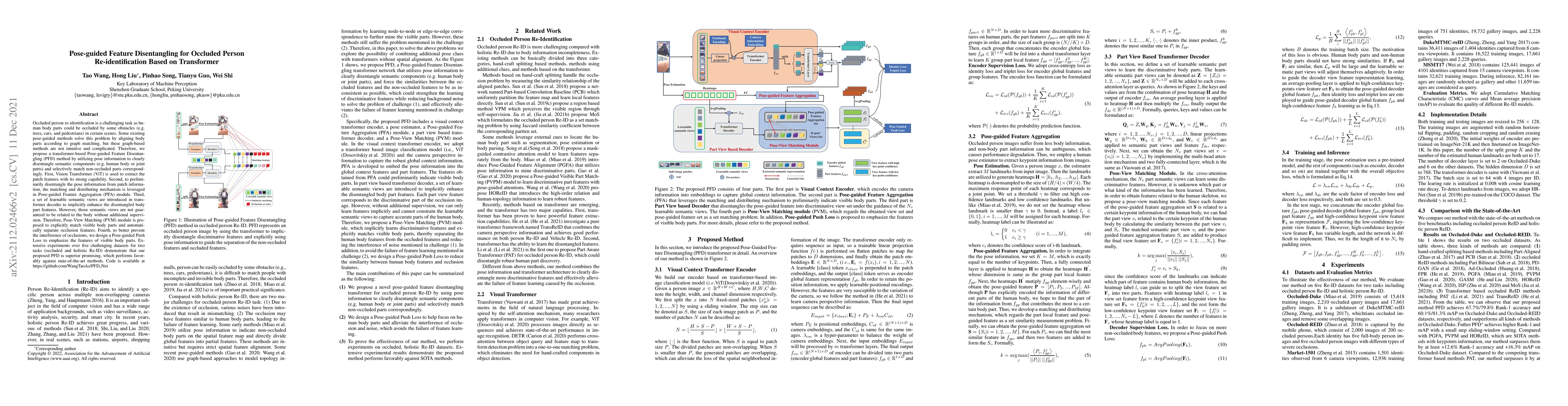 Thumbnail for Pose-guided Feature Disentangling for Occluded Person Re-identification
  Based on Transformer