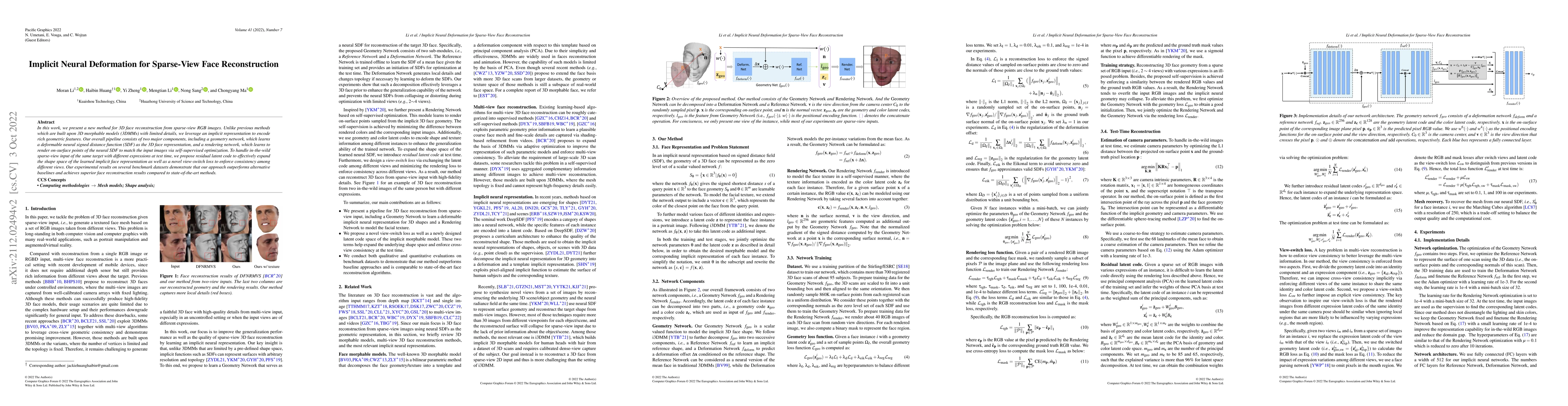 Thumbnail for Implicit Neural Deformation for Sparse-View Face Reconstruction