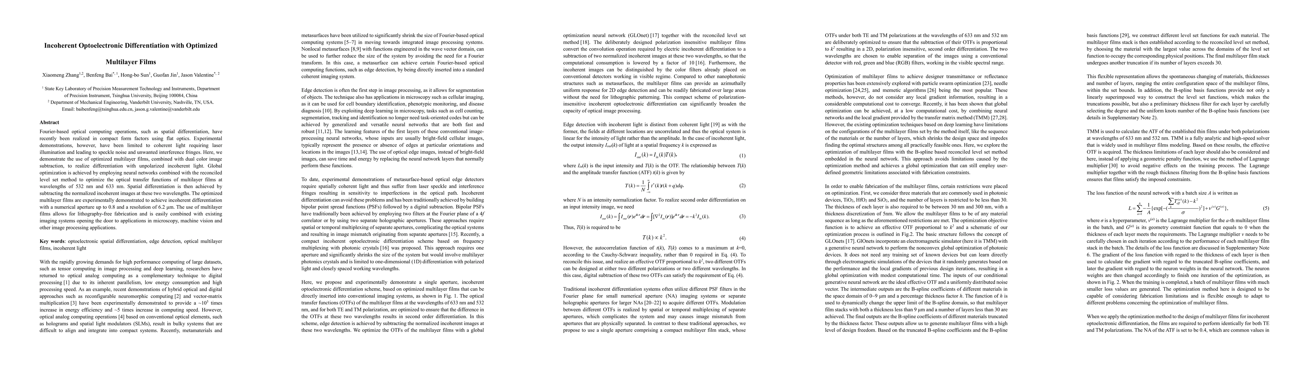 Thumbnail for Incoherent Optoelectronic Differentiation with Optimized Multilayer
  Films