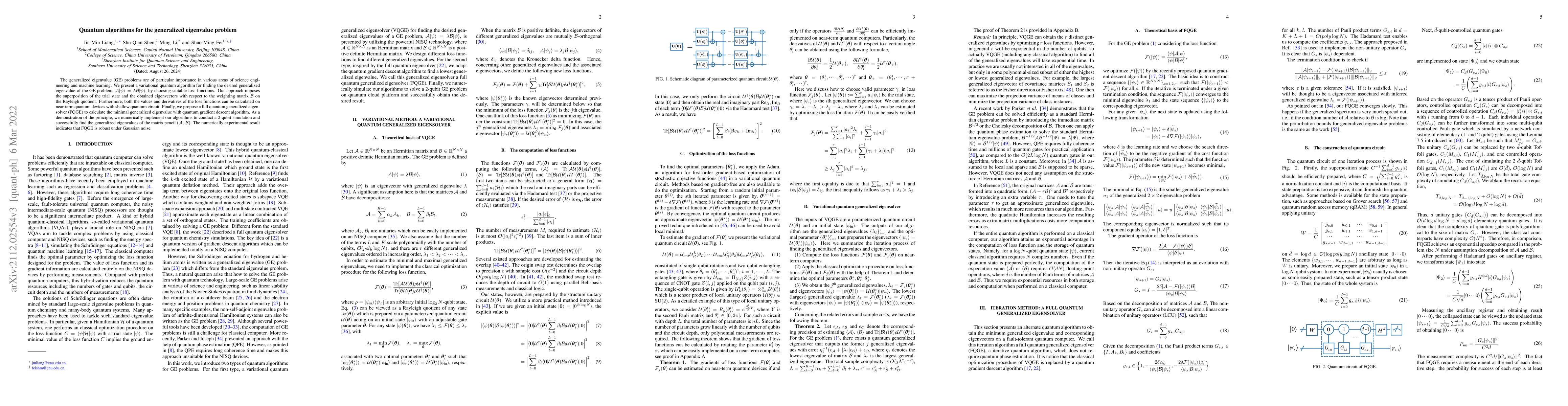Thumbnail for Quantum algorithms for the generalized eigenvalue problem