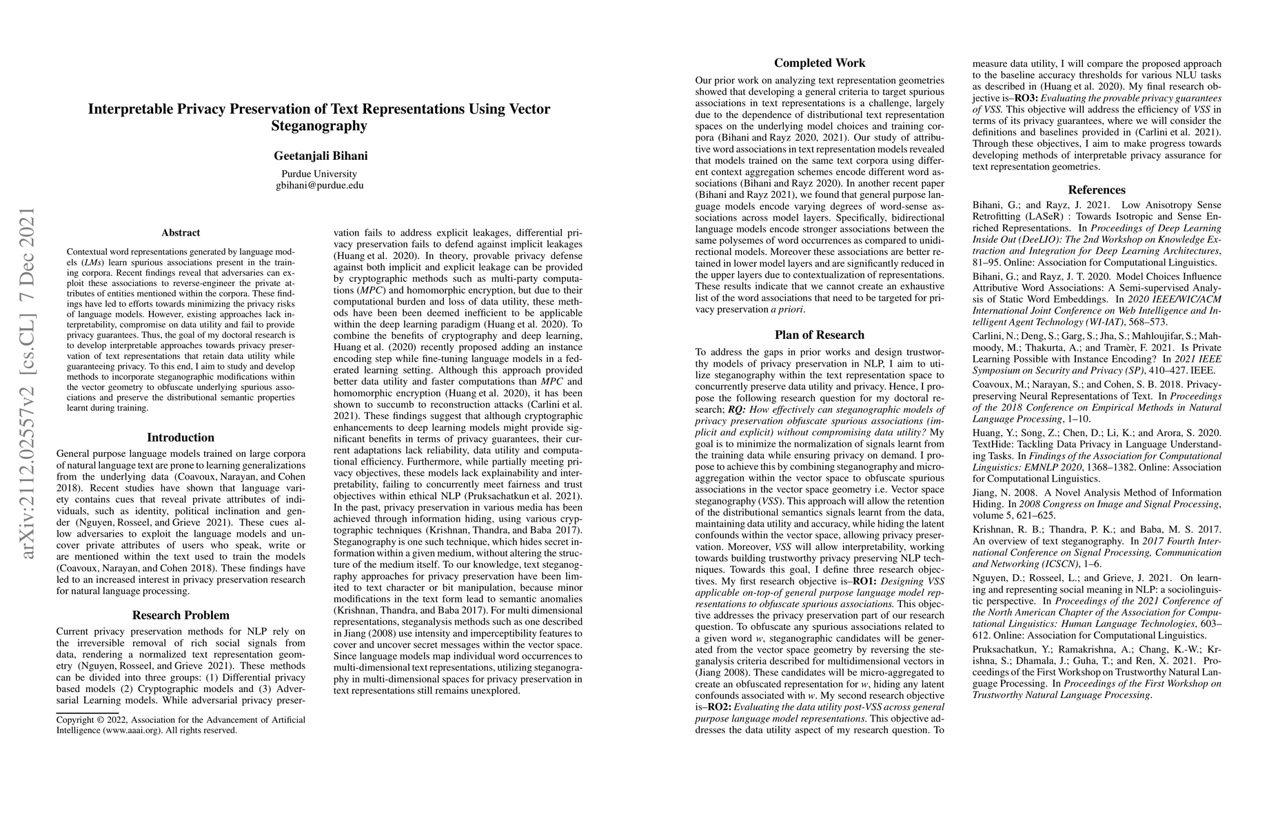 Thumbnail for Interpretable Privacy Preservation of Text Representations Using Vector
  Steganography
