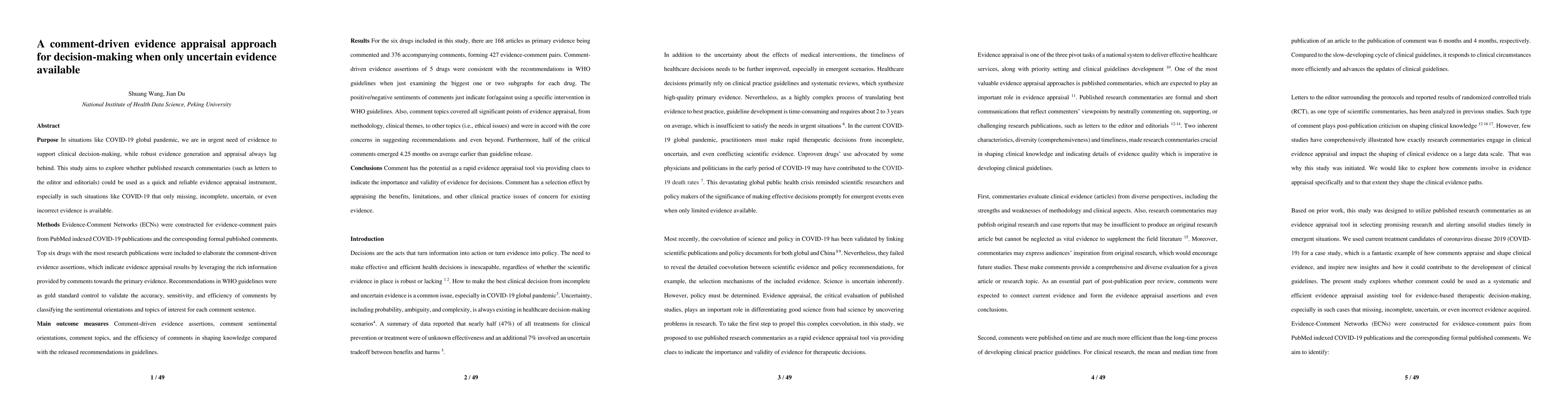 Thumbnail for A comment-driven evidence appraisal approach for decision-making when
  only uncertain evidence available