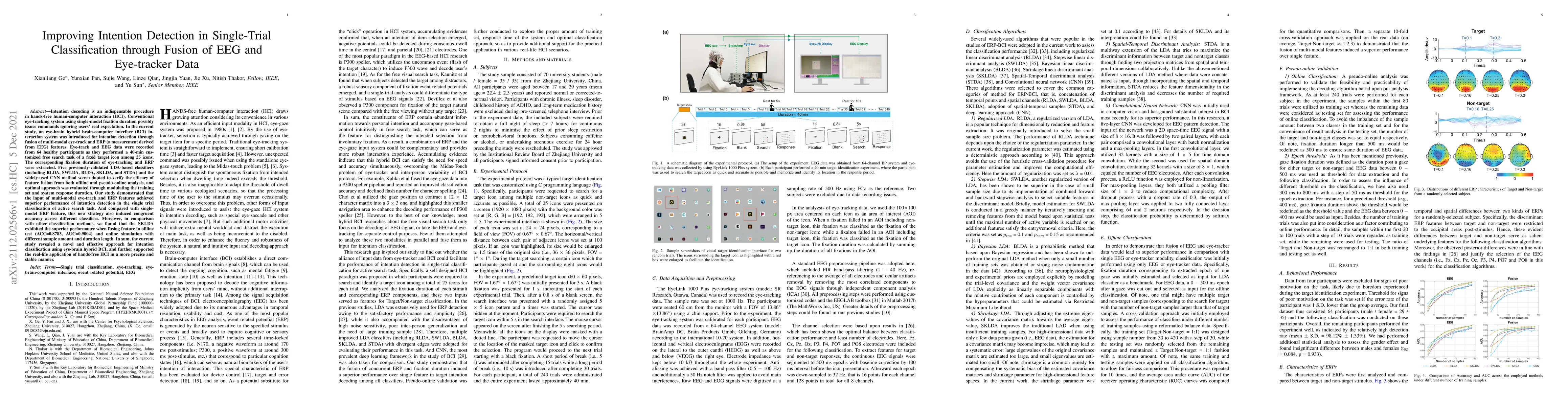 Thumbnail for Improving Intention Detection in Single-Trial Classification through
  Fusion of EEG and Eye-tracker Data
