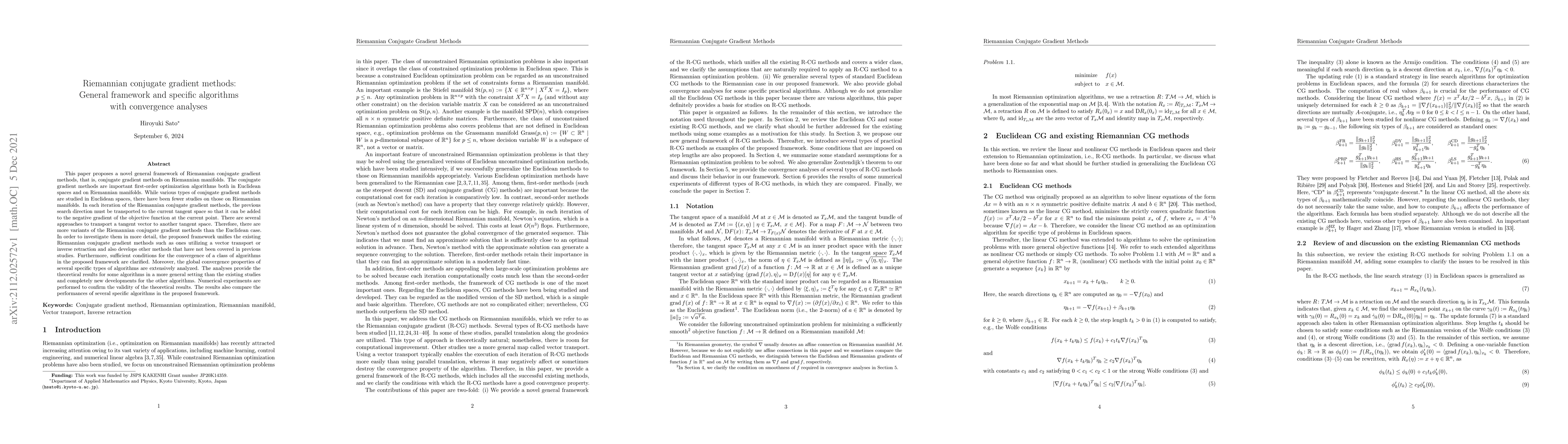 Thumbnail for Riemannian conjugate gradient methods: General framework and specific
  algorithms with convergence analyses